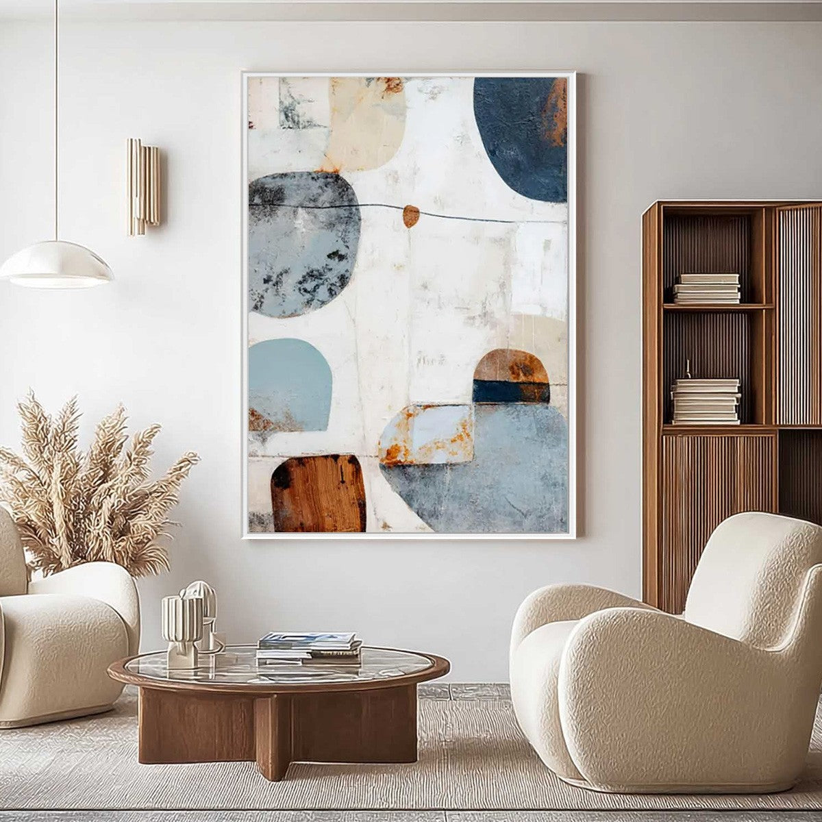 SERENE SHAPES Textured Abstract Minimalist Oil Painting