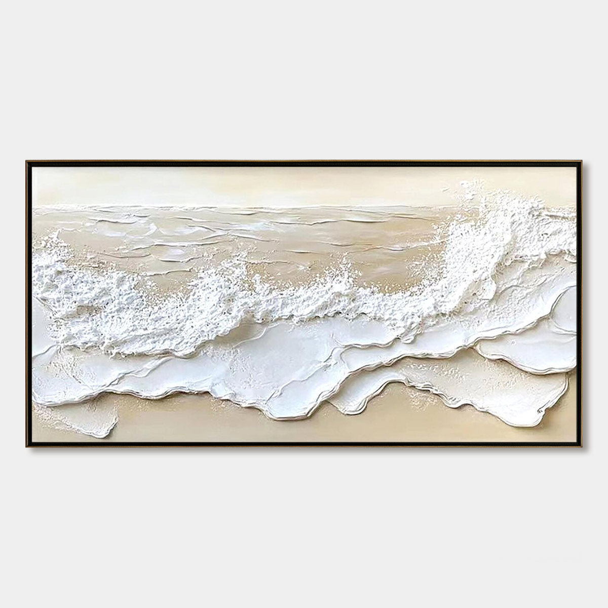 SERENITY TIDE: Textured Minimalist Beach Scene Painting
