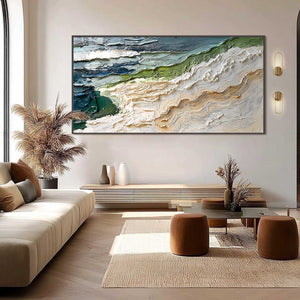 SHORELINE ECHOES: Textured Wabi Sabi Seascape Painting