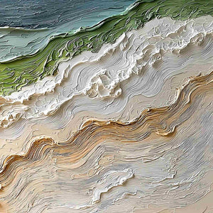 SHORELINE ECHOES: Textured Wabi Sabi Seascape Painting