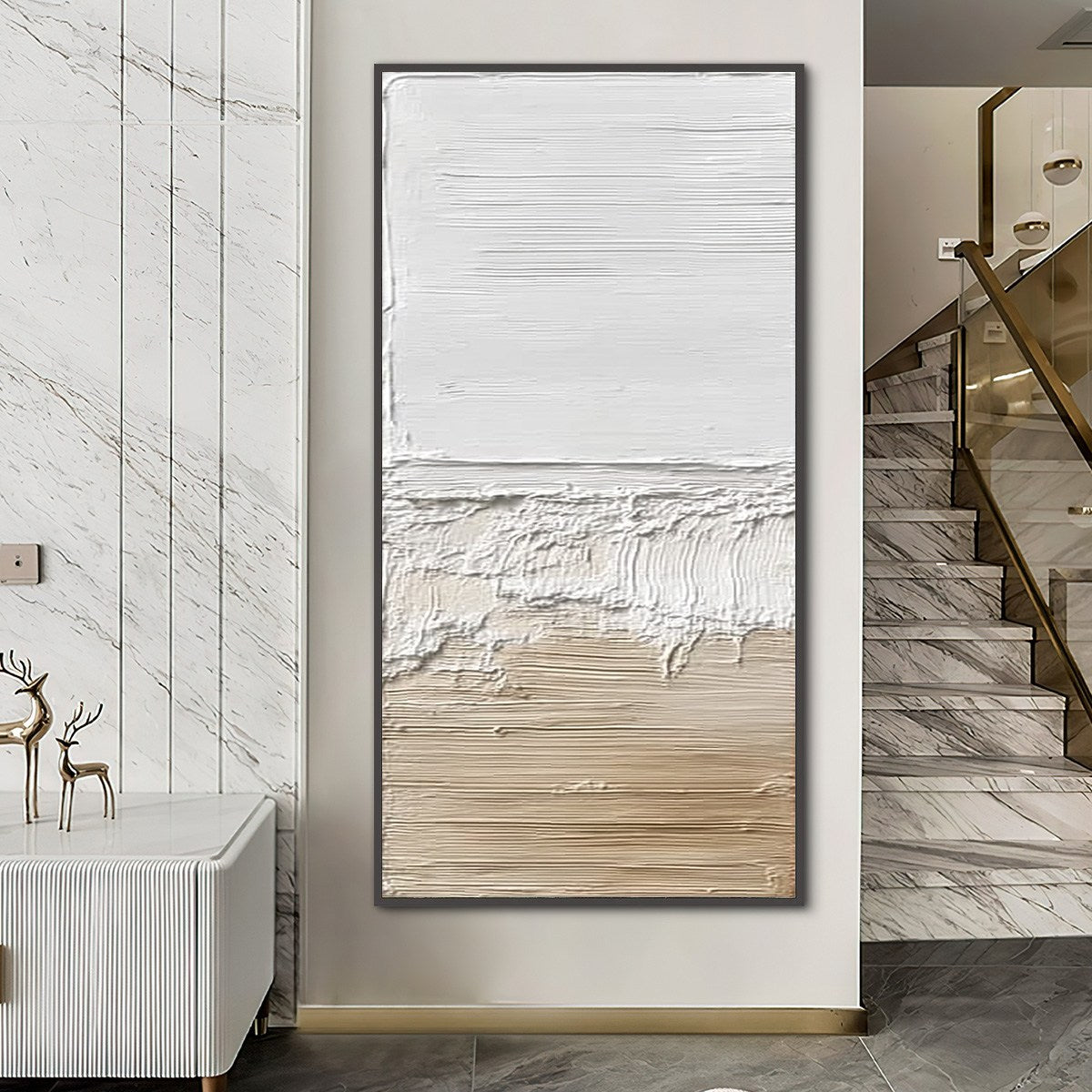 SHORELINE ECHO: Wabi Sabi Textured Minimalist Painting