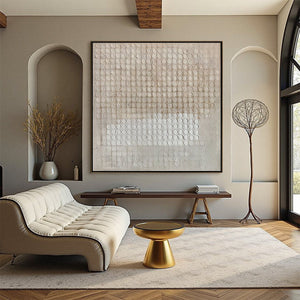 SILENT RHYTHM: Textured Wabi Sabi Abstract Painting in Neutral Tones