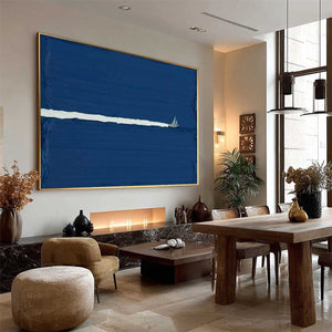 SILENT WAKE: Minimalist Sailboat Seascape Oil Painting