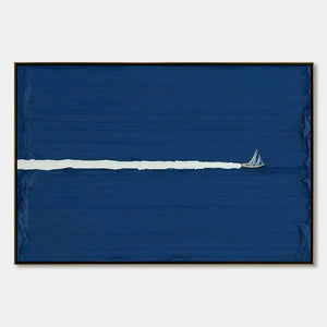 SILENT WAKE: Minimalist Sailboat Seascape Oil Painting