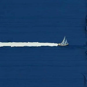 SILENT WAKE: Minimalist Sailboat Seascape Oil Painting