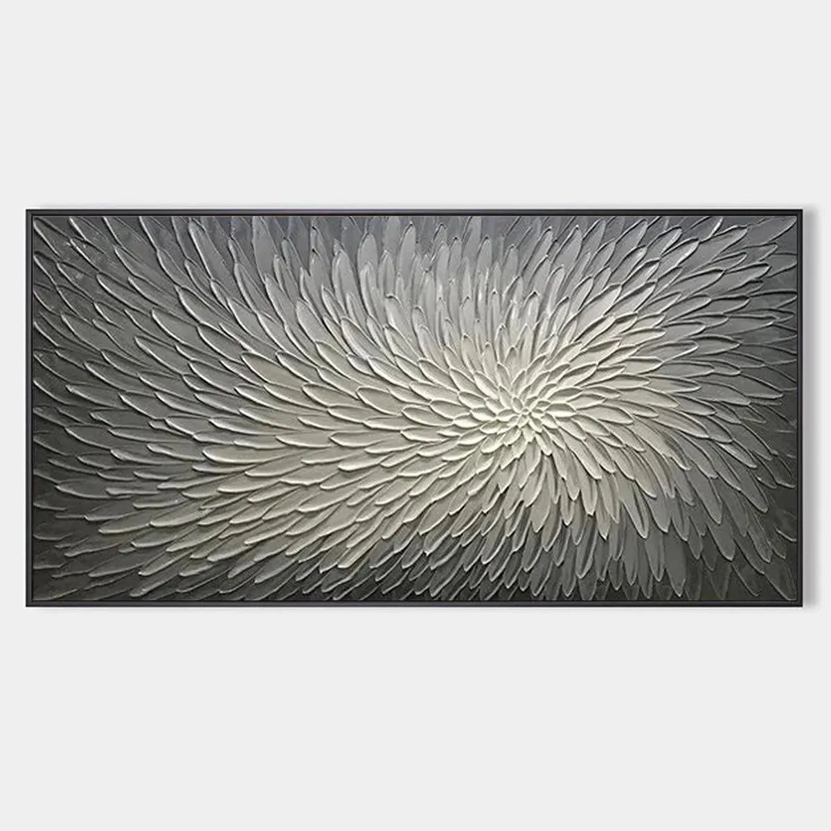 Silver Swirl abstract painting. Grey and white textured art by Isabella Rossi. Modern artwork.