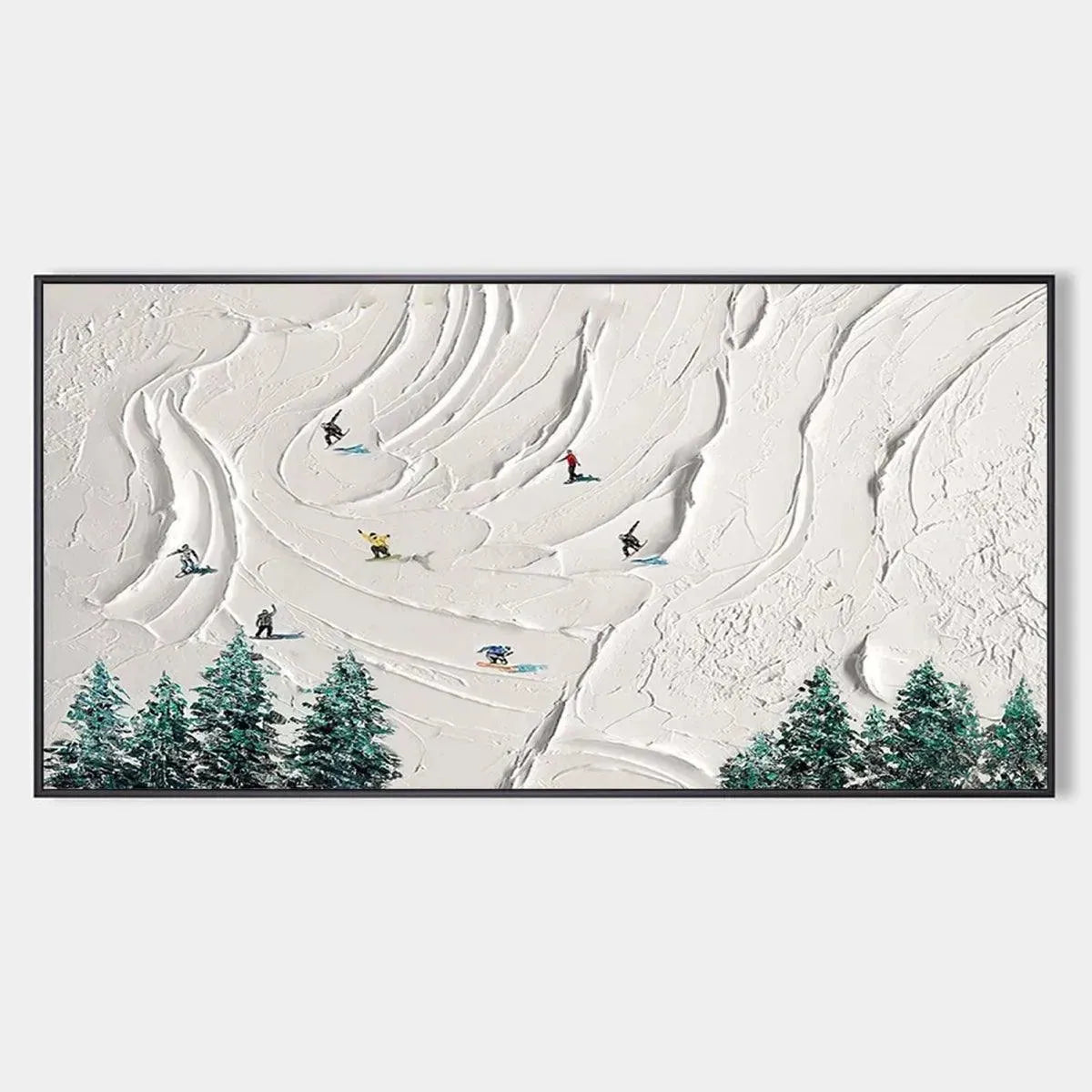 Minimalist Winter Landscape | Skiers & Snowboarders Art
