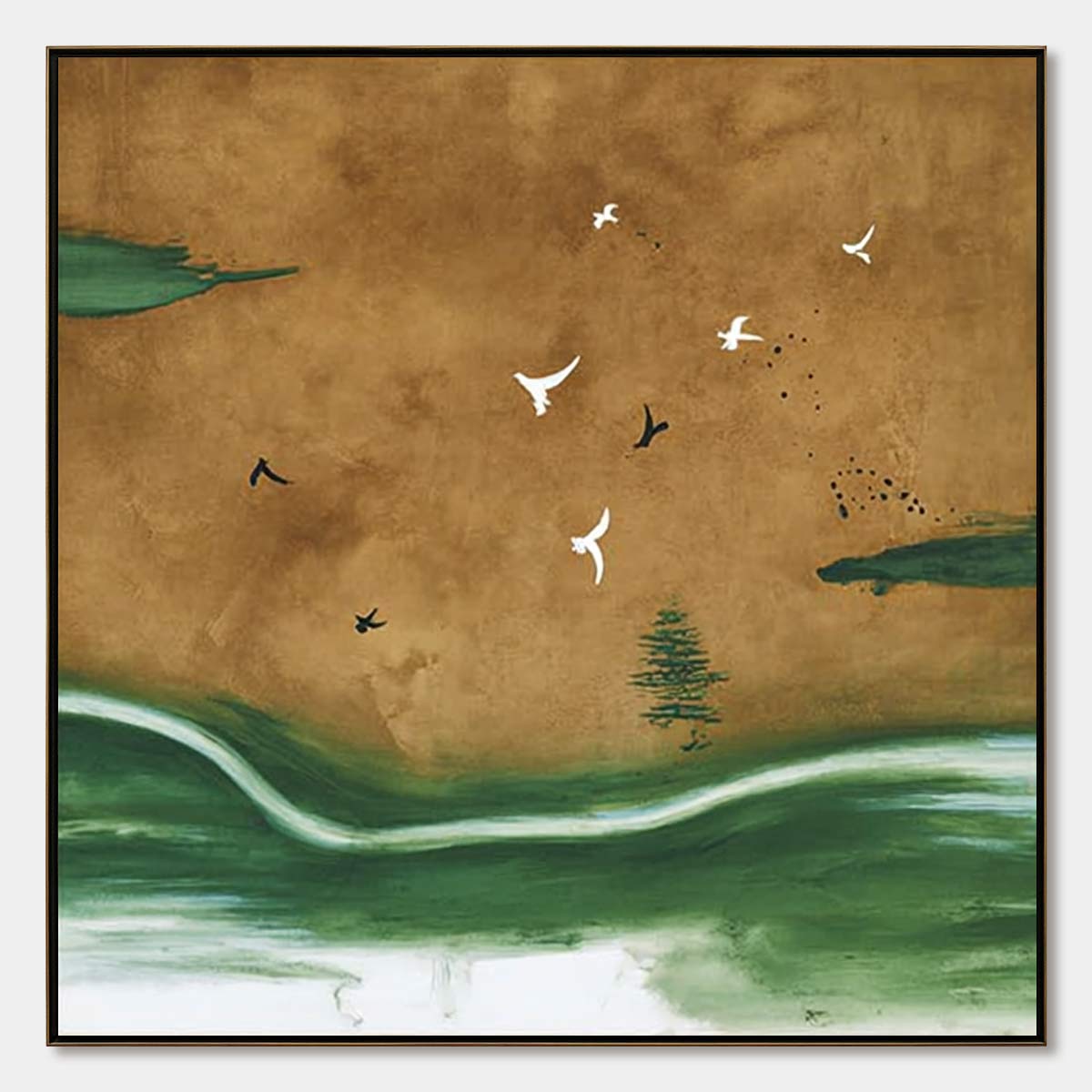 SOJOURN: Minimalist Wabi-Sabi Landscape with Birds