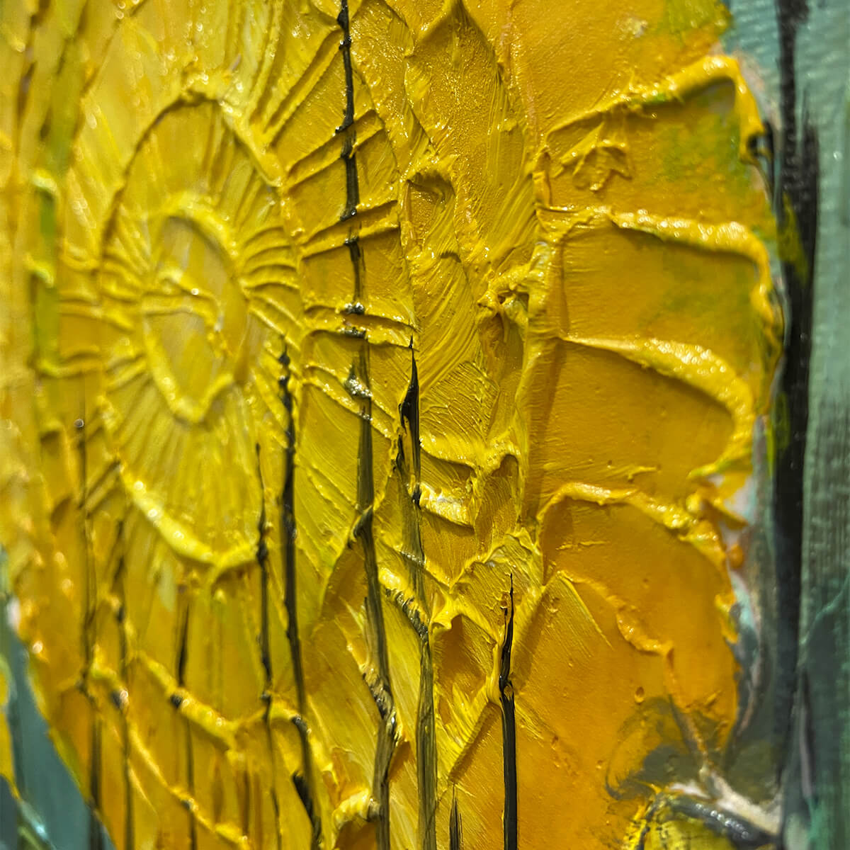 SOLAR FOREST: Abstract Forest Landscape Impasto Oil Painting