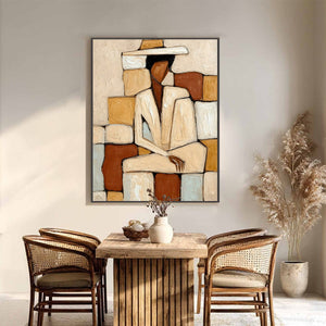 SOLITUDE: Textured Abstract Figurative Painting in Earth Tones