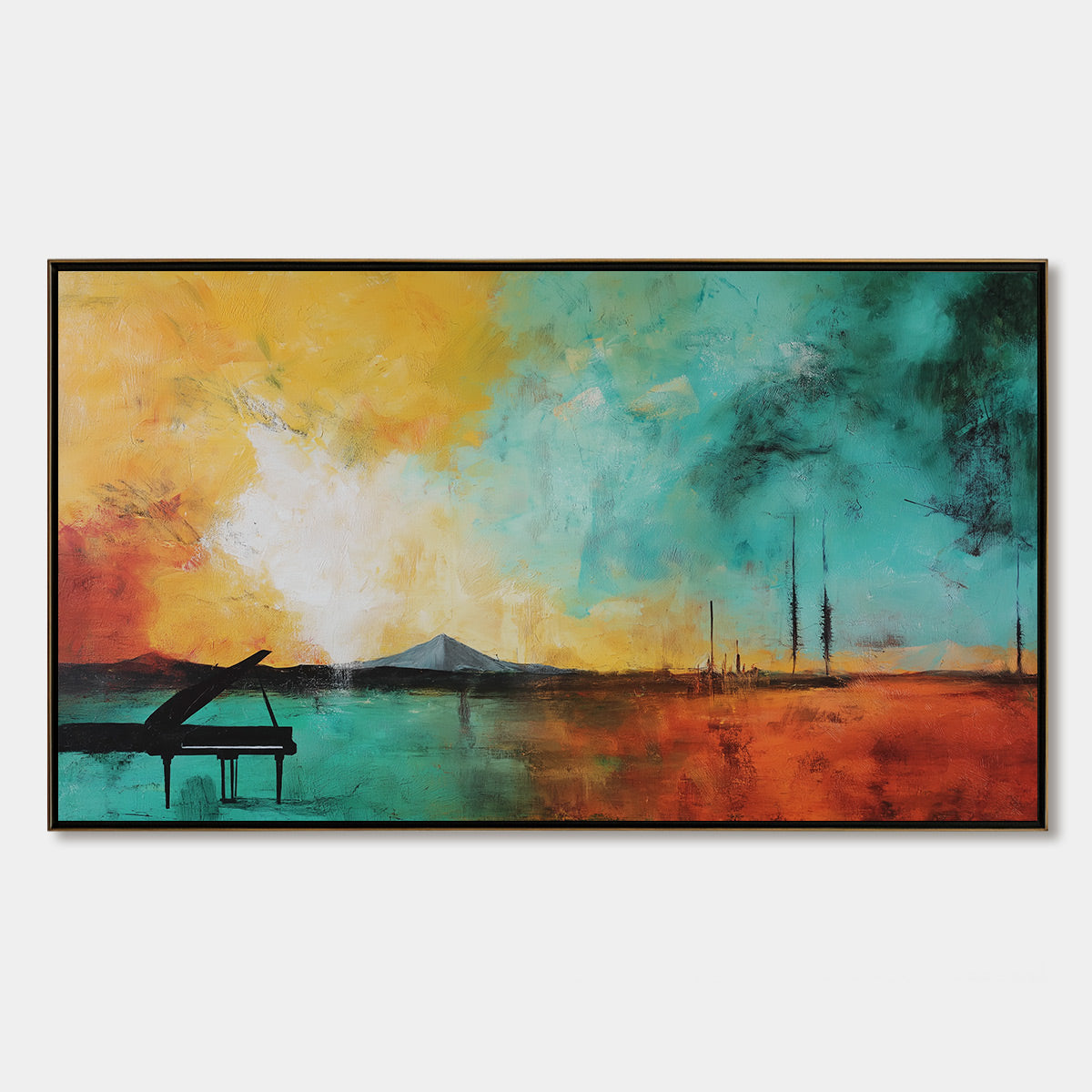 SONATA HORIZON: Vibrant Abstract Landscape Oil Painting