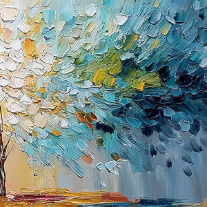 SPECTRUM OF LIFE: Colorful Abstract Tree Impasto Palette Knife Painting