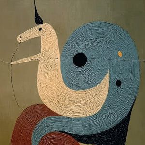 SPIRAL GUARDIAN: Textured Abstract Mythical Creature Oil Painting