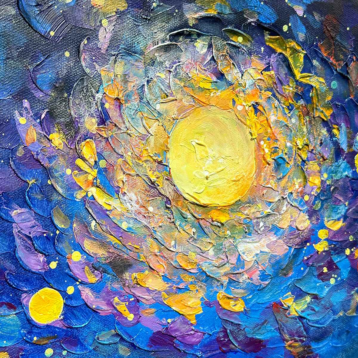 STARRY VOYAGE: Impressionist Nightscape Oil Painting in Blue