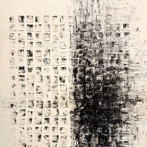 STATIC: Large Textured Black and White Minimalist Abstract Painting