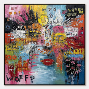 STATIC MIND: Colorful Abstract Impasto Portrait Wall Art