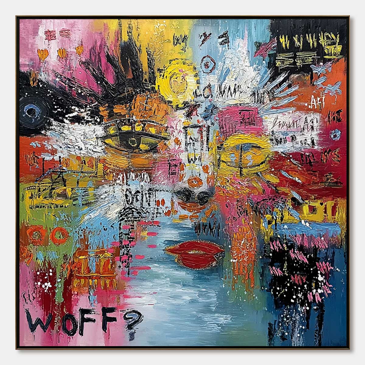 STATIC MIND: Colorful Abstract Impasto Portrait Wall Art