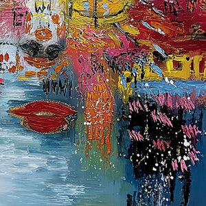 STATIC MIND: Colorful Abstract Impasto Portrait Wall Art