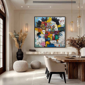 STATIC MIND: Large Colorful Abstract Portrait Oil Painting