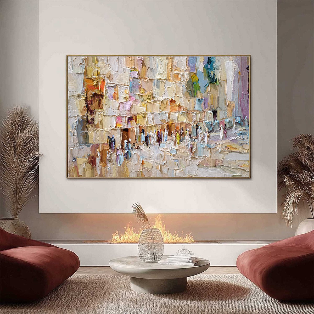 STONES OF SOLACE: Textured Impasto Painting of an Ancient Cityscape