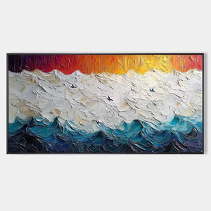 Panoramic Ocean Painting, Impasto, Palette Knife