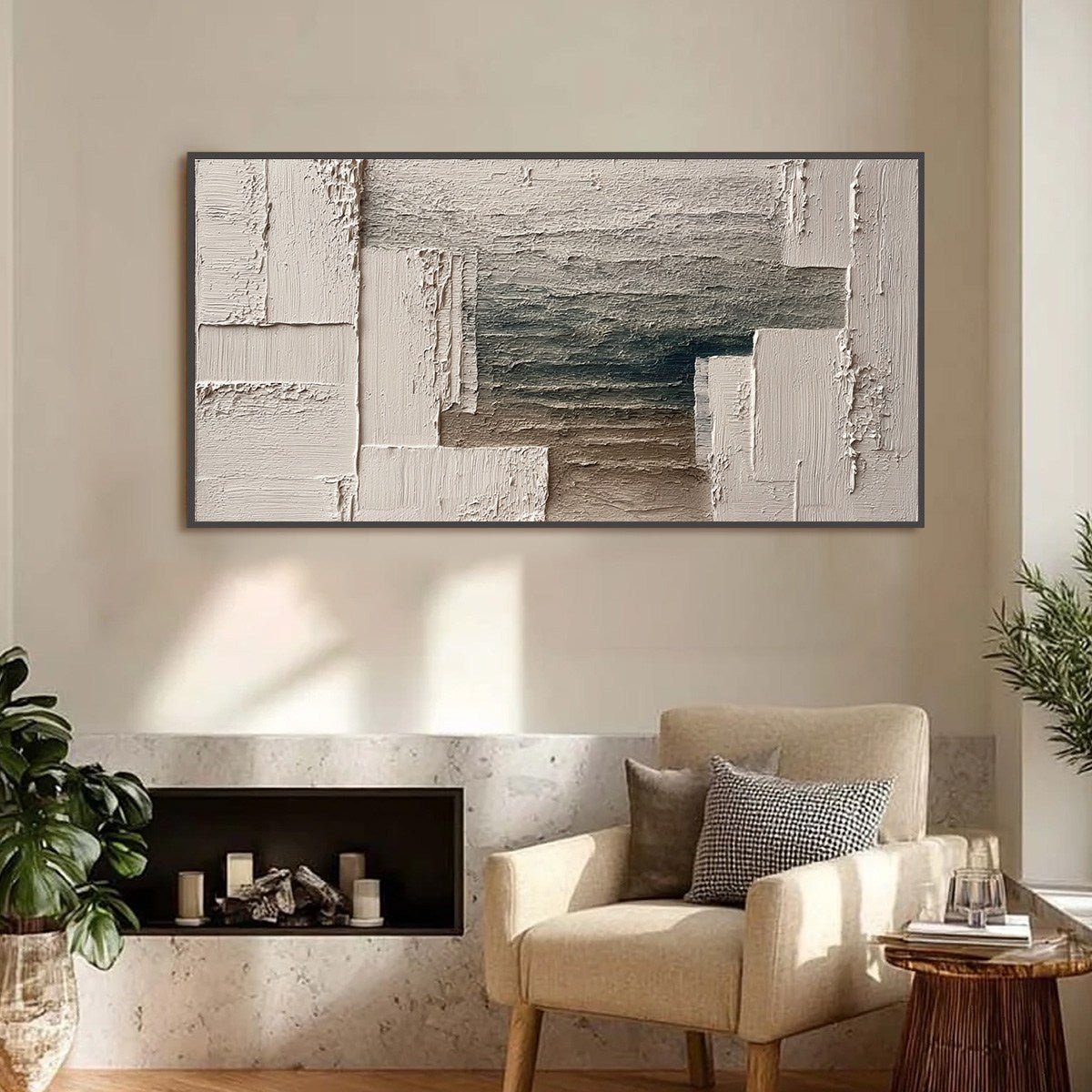 STRATA: Large Horizontal Textured Wabi Sabi Abstract Painting