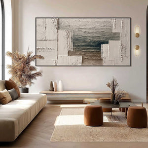 STRATA original handmade abstract wall art, Wabi Sabi impasto, beige & brown tones.