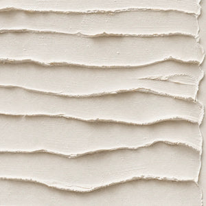 Textured Wabi-Sabi minimalist abstract wall art with layered white bands