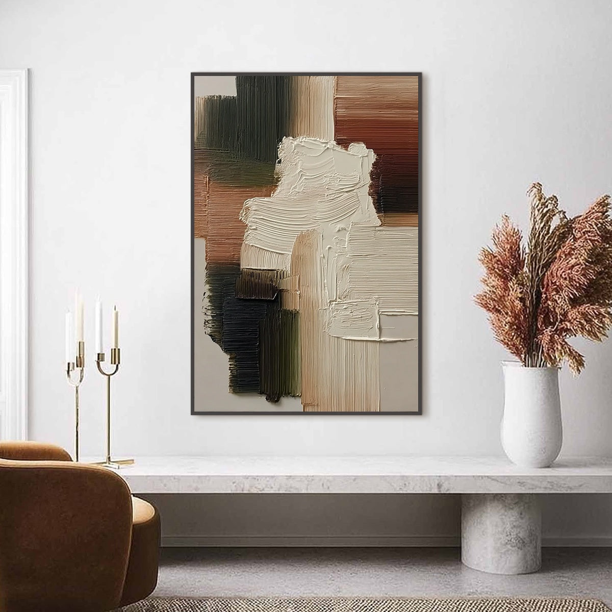 STRATA: Vertical Wabi Sabi Textured Abstract Painting