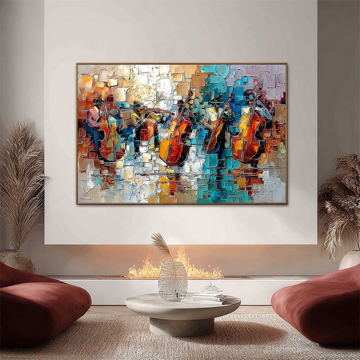 STREET SYMPHONY: Textured Impasto Painting of a Musical Quartet