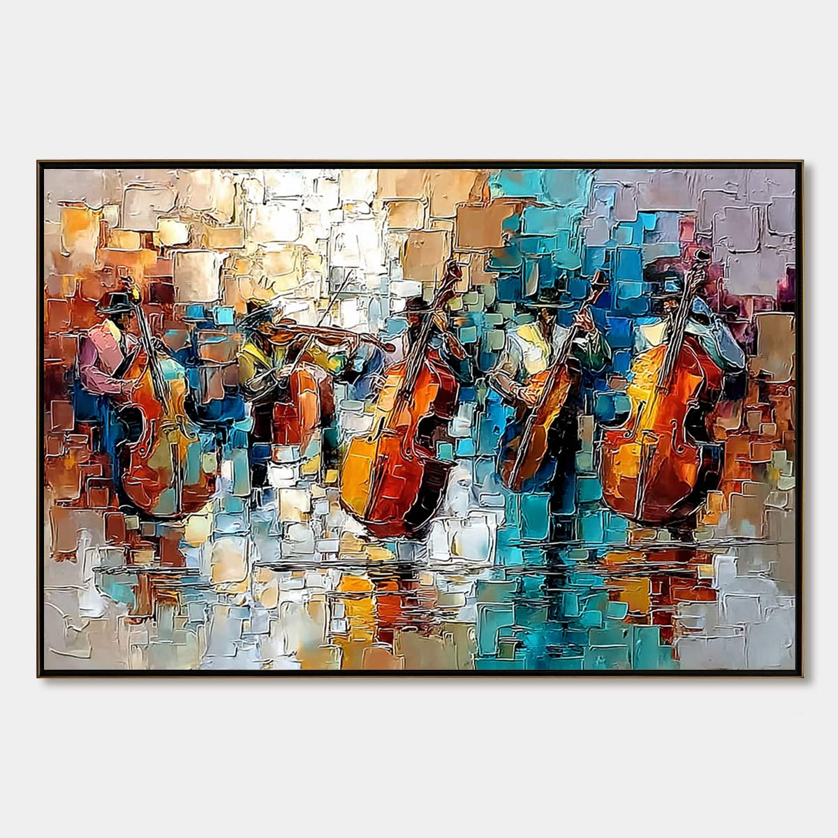 STREET SYMPHONY: Textured Impasto Painting of a Musical Quartet