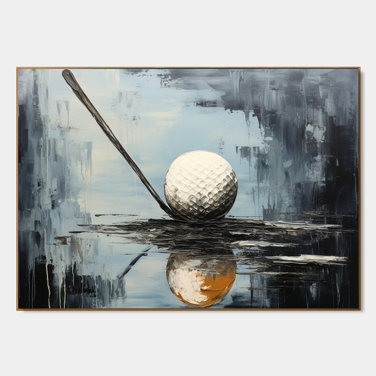 Stroke of Genius: Original Textured Golf Oil Painting - Still Life Sports Wall Art