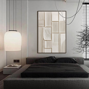 STRUCTURED CALM: Textured White Minimalist Abstract Wall Art