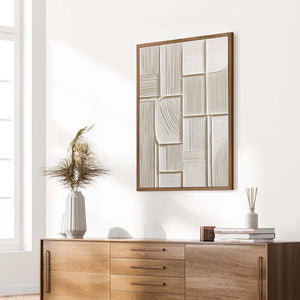 STRUCTURED CALM: Textured White Minimalist Abstract Wall Art