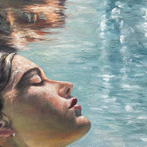 SUBMERGED SERENITY- Figurative Underwater Portrait Oil Painting
