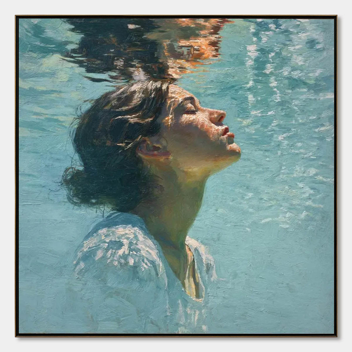 SUBMERGED SERENITY Figurative Underwater Portrait Oil Painting