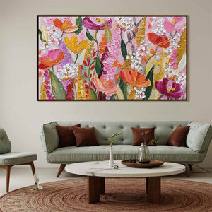 SUMMER GARDEN RHAPSODY: Textured Impasto Floral Oil Painting