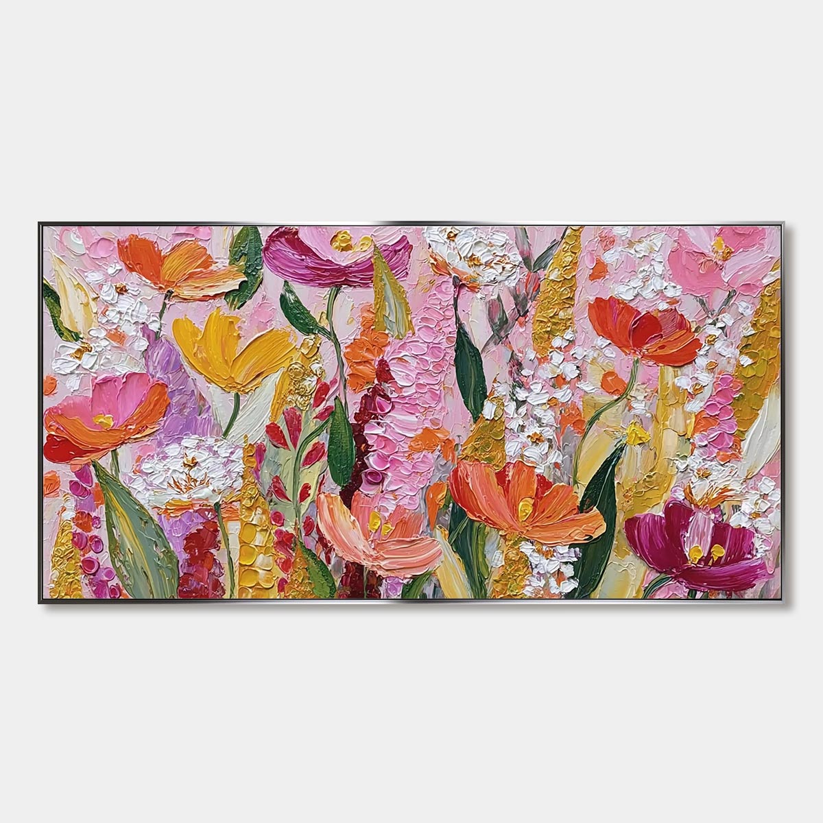 SUMMER GARDEN RHAPSODY: Textured Impasto Floral Oil Painting