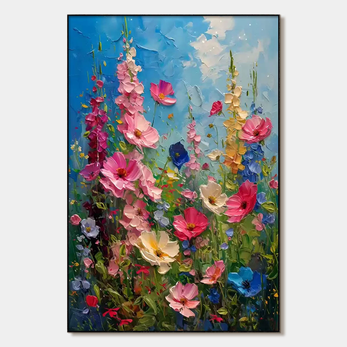 Summer Meadow Dance: Original Impasto Floral Oil Painting - Textured Colorful Wall Art