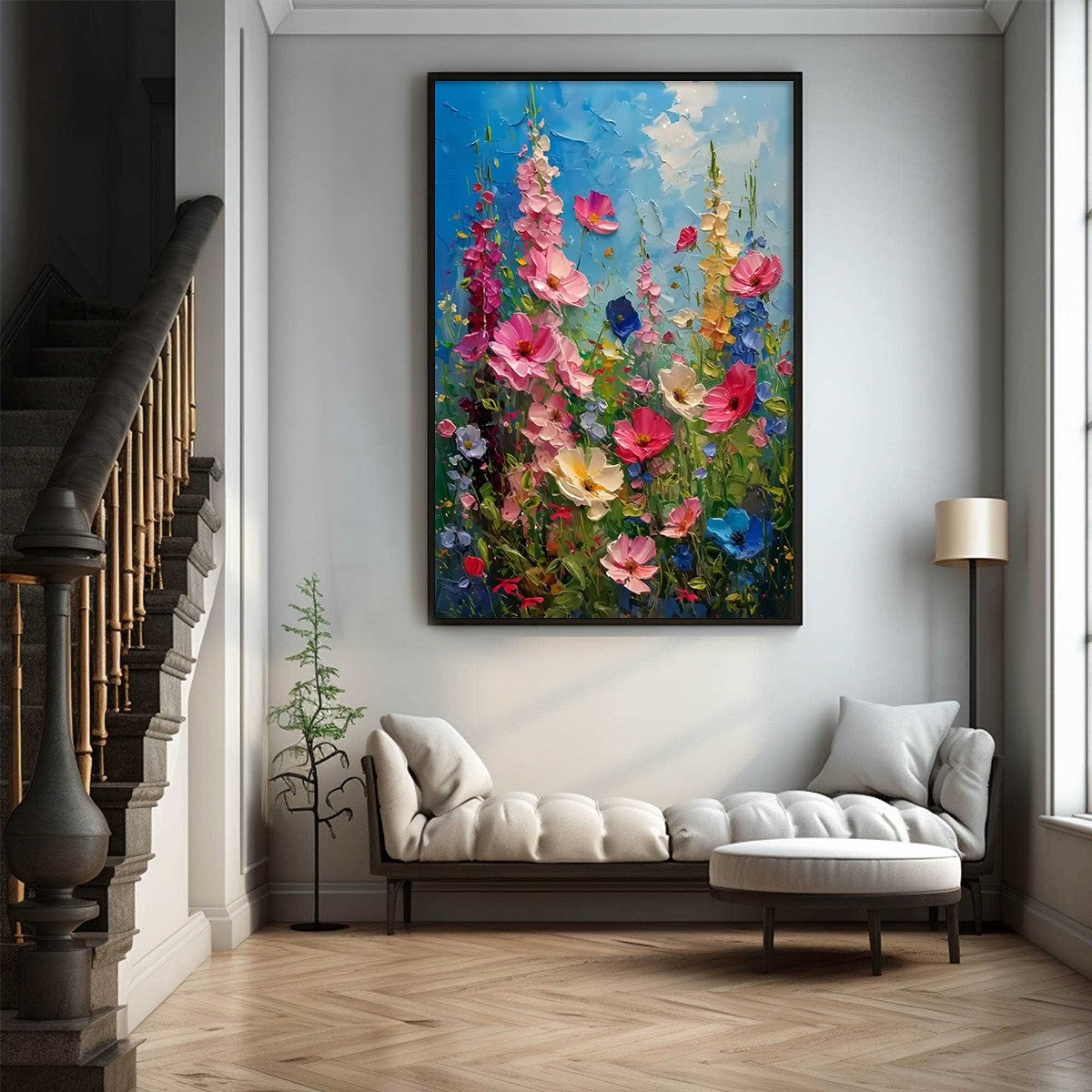 Summer Meadow Dance: Original Impasto Floral Oil Painting - Textured Colorful Wall Art