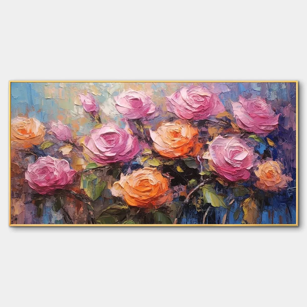 SUNKISSED ROSE HARMONY: Original Impasto Floral Oil Painting on Canvas