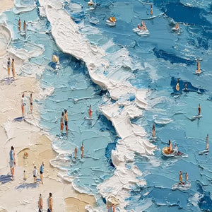 SUNLIT TIDELINE: Textured Palette Knife Beach Scene Painting
