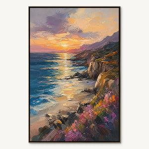 SUNSET CLIFFS: Sunset Coastal Cliffs Painting