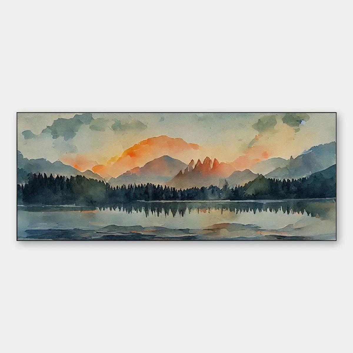 Sunset Serenity Panoramic: Landscape Painting | Panoramic Wall Art