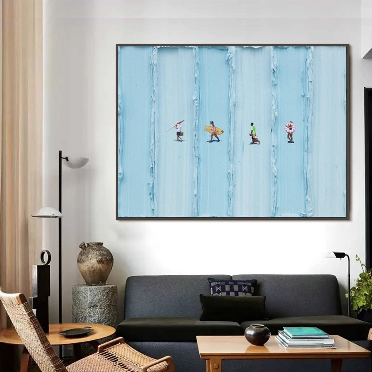 SURF STRIPES: Minimalist Beach Impasto Painting