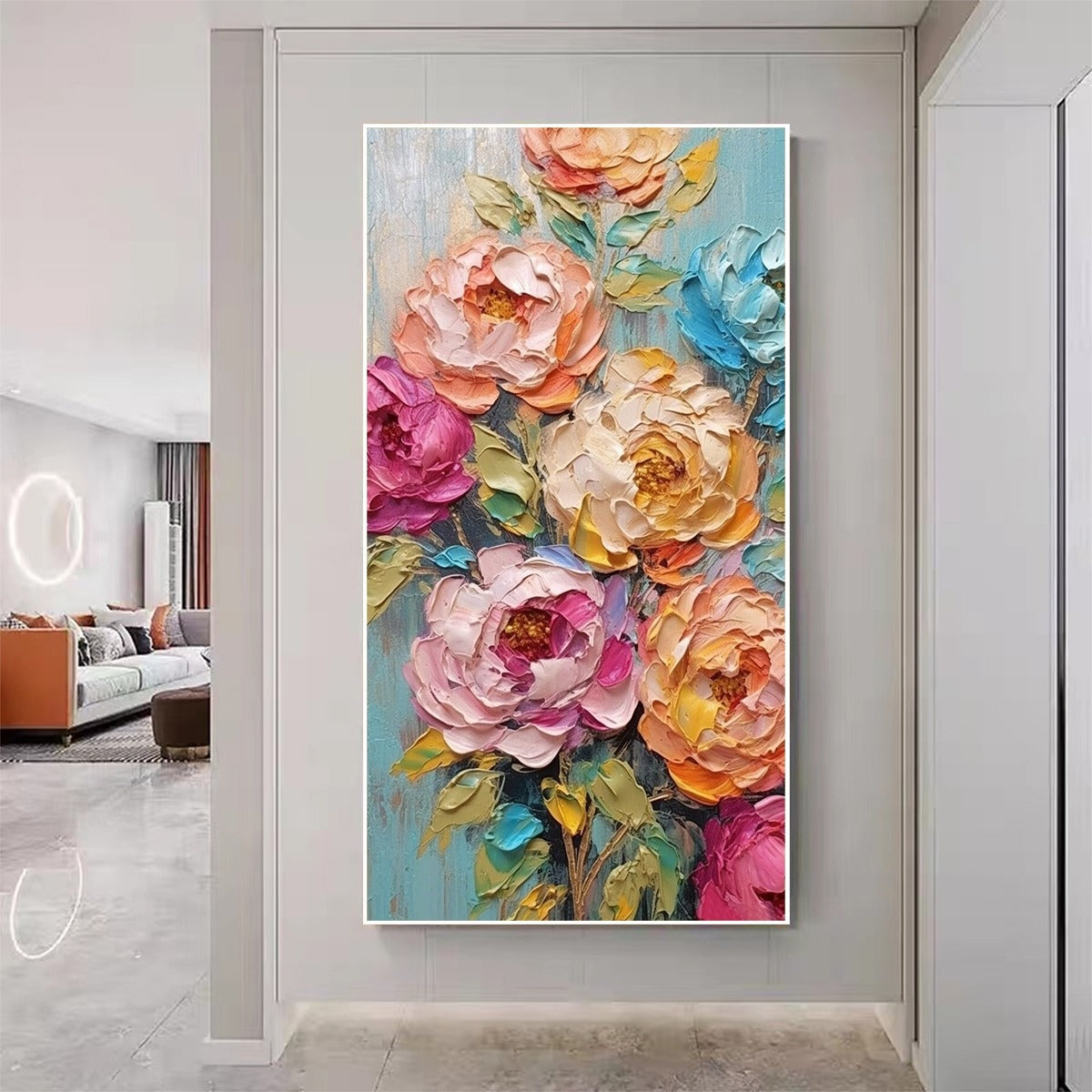 Sweet Peony Rhapsody: Original Impasto Floral Oil Painting - Textured Flower Wall Art Decor