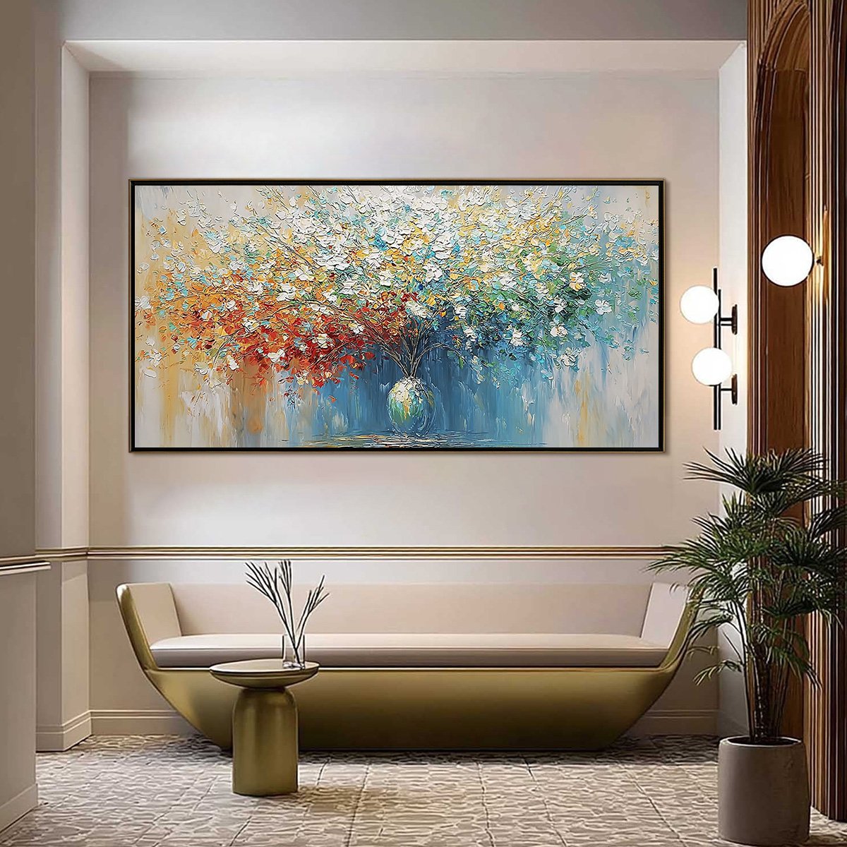 SYMPHONY IN BLOOM: Vibrant Textured Palette Knife Floral Painting
