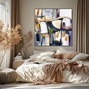 SYNCOPATION: Modern Abstract Square Painting with Textured Accents
