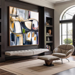 SYNCOPATION: Modern Abstract Square Painting with Textured Accents