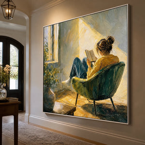 Sunlit Reading in a refined entry hall with silver frame